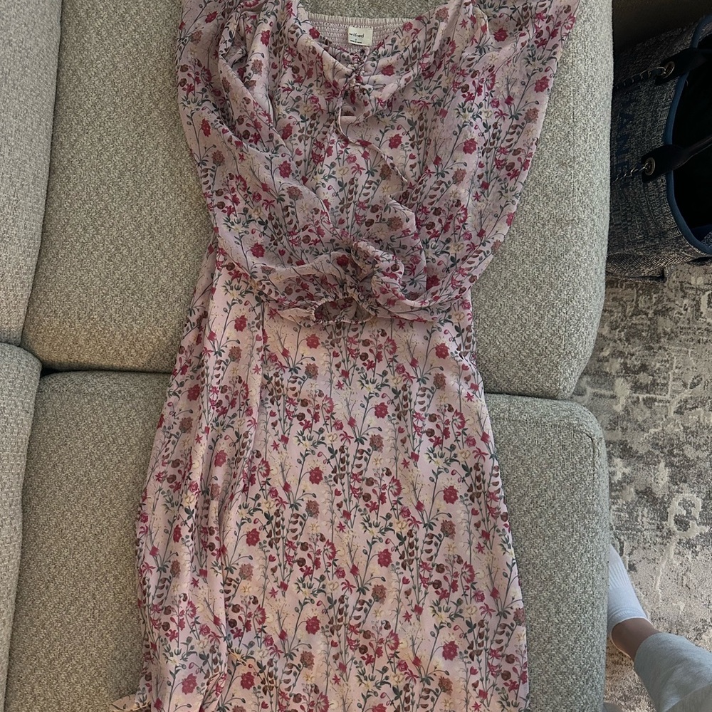 Aritzia Pink Floral Midi Dress